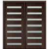72" X 80"Tall Carlo 7-Lite Horizontal Lite Modern Mahogany Entry Double Door with Clear Glass