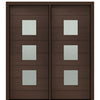 72" X 80" Tall Luca 3 Lite Square Lite Modern Mahogany Entry Double Door