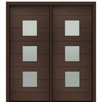 72" X 80" Tall Luca 3 Lite Square Lite Modern Mahogany Entry Double Door