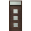 Prehung 36" X 96" Tall Luca 3 Lite Square Lite Modern Mahogany Entry Door with 12" Transom