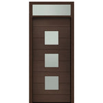 Prehung 36" X 96" Tall Luca 3 Lite Square Lite Modern Mahogany Entry Door with 12" Transom