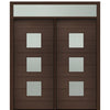 Prehung 72" X 80" Tall Luca 3 Lite Square Lite Modern Mahogany Entry Double Door with Transom