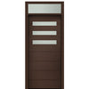 Prehung 36" X 80" Tall Luca 3 Lite Horizontal Lite Modern Mahogany Entry Door with 12" Transom
