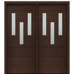72" X 80" Tall Luca 3 Lite Modern Mahogany Entry Double Door