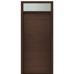 Prehung 36" X 80" Tall Milan Solid Panel Modern Mahogany Entry Door with 12" Transom