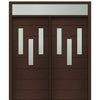 Prehung 72" X 80" Tall Luca 3 Lite Modern Mahogany Entry Double Door with Transom