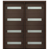 72" X 80" Tall Luca 4 Lite Horizontal Lite Modern Mahogany Entry Double Door
