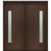 72" X 80" Tall Milan Thin Lite Modern Mahogany Entry Double Door with Sandblasted IG Low E Glass
