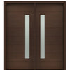 72" X 80" Tall Milan Thin Lite Modern Mahogany Entry Double Door with Sandblasted IG Low E Glass