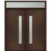 Prehung 72" X 80" Tall Milan Thin Lite Modern Mahogany Entry Double Door with Transom