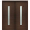 72" X 80" Tall Milan Thin Lite Modern Mahogany Entry Double Door with Sandblasted IG Low E Glass