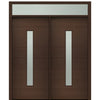 Prehung 72" X 80" Tall Milan Thin Lite Modern Mahogany Entry Double Door with Transom