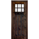 96" Tall  6-Lite 3-Panel Craftsman Style True Divided Lite (TDL) Knotty Alder Wood Entry Door
