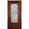 6'-8" 3/4 Lite Mahogany Wood Entry Door with Pinehurst Decorative Glass