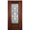 6'-8" 3/4 Lite Mahogany Wood Entry Door with Maverick Decorative Glass
