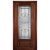 6'-8" 3/4 Lite Mahogany Wood Entry Door with Delta Decorative Glass