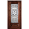 6'-8" 3/4 Lite Mahogany Wood Entry Door with Pecos Decorative Glass