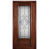 6'-8" 3/4 Lite Mahogany Wood Entry Door with Trinity Decorative Glass