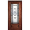 6'-8" 3/4 Lite Mahogany Wood Entry Door with Madison Decorative Glass