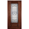 6'-8" 3/4 Lite Mahogany Wood Entry Door with San Jacinto Decorative Glass