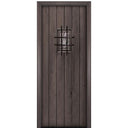 96" Tall Knotty Alder Square Top Plank Entry Door with Speakeasy