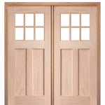 72" X 80" 6 Lite 2 Panel Mahogany Craftsman Style Double Door With True Divided Lite (TDL) Clear Low E Insulated Glass