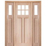 36" X 96" 6 Lite 2 Panel Craftsman Style Entry Door With Matching Sidelites and True Divided Lite (TDL) Insulated Clear Glass