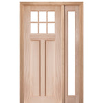 36" X 96" 6 Lite 2 Panel Craftsman Style Entry Door With Matching Full Lite Sidelite and True Divided Lite (TDL) Insulated Clear Glass