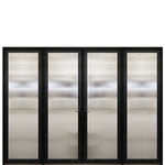 Prehung Narrow Profile 1-Lite Fiberglass Entry Double Door With 2 Fixed Sidelites And Multi-Point Lock System