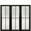 Prehung 4-Lite Fiberglass Narrow Profile Entry Door With 2 Fixed Sidelites And Multi-Point Lock System 