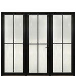 Prehung 4-Lite Fiberglass Narrow Profile Entry Door With 2 Fixed Sidelites And Multi-Point Lock System 