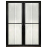 Narrow Profile 4-Lite Fiberglass Double Entry Door With Multi-Point Locking System 