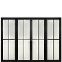 Prehung Narrow Profile 4-Lite Fiberglass Entry Double Door With 2 Fixed Sidelites And Multi-Point Lock System
