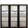 Prehung Horizontal 4-Lite Fiberglass Narrow Profile Entry Door With 2 Fixed Sidelites And Multi-Point Lock System 