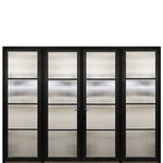 Prehung Narrow Profile Horizontal 4-Lite Fiberglass Entry Double Door With 2 Fixed Sidelites And Multi-Point Lock System 