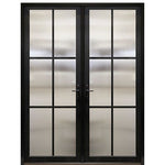 Narrow Profile 4-Lite Fiberglass Double Entry Door With Multi-Point Locking System 