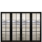 Prehung Narrow Profile 6-Lite Fiberglass Entry Double Door With 2 Fixed Sidelites And Multi-Point Lock System 