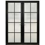 Narrow Profile 4-Lite Fiberglass Double Entry Door With Multi-Point Locking System 