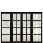 Prehung Narrow Profile 8-Lite Fiberglass Entry Double Door With 2 Fixed Sidelites And Multi-Point Lock System 