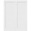 1-Panel Shaker White Primed Solid Core Wood Double Door