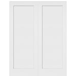 1-Panel Shaker White Primed Solid Core Wood Double Door