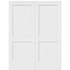 2-Panel Shaker White Primed Solid Core Wood Double Door