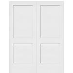 2-Panel Shaker White Primed Solid Core Wood Double Door