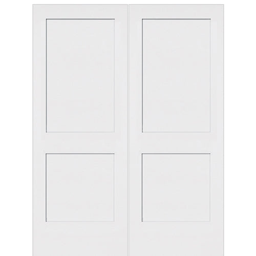 2-Panel Shaker White Primed Solid Core Wood Double Door