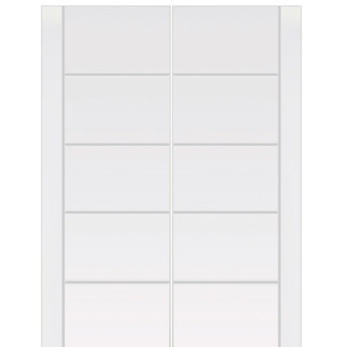 5 Panel Premium Flush Redi-Prime Interior Double Door With Vertical Groove