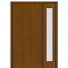Full Plank Mahogany Grain Fiberglass Door with Full Lite Sidelite