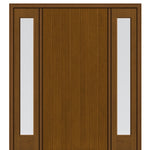 Full Plank Mahogany Grain Fiberglass Door with Full Lite Sidelites