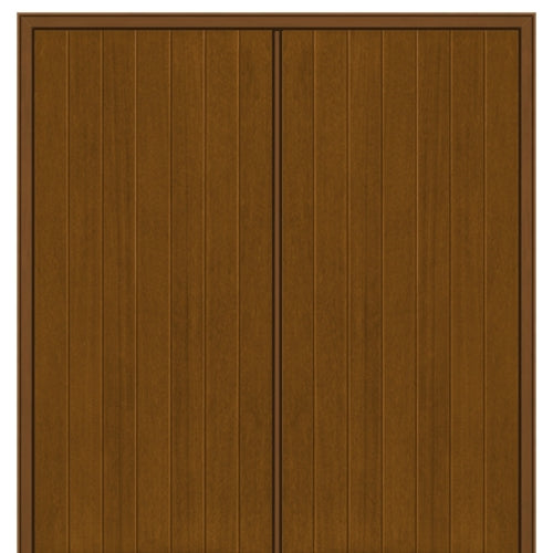 Full Plank Mahogany Grain Fiberglass Double Door 