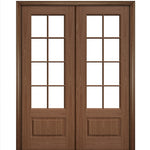 Port Collection Biscayne Mahogany 8 Lite Prehung HVHZ Impact Rated Double Door