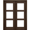 Port Collection Naples Mahogany 3 Lite Contemporary Prehung HVHZ Impact Rated Double Door